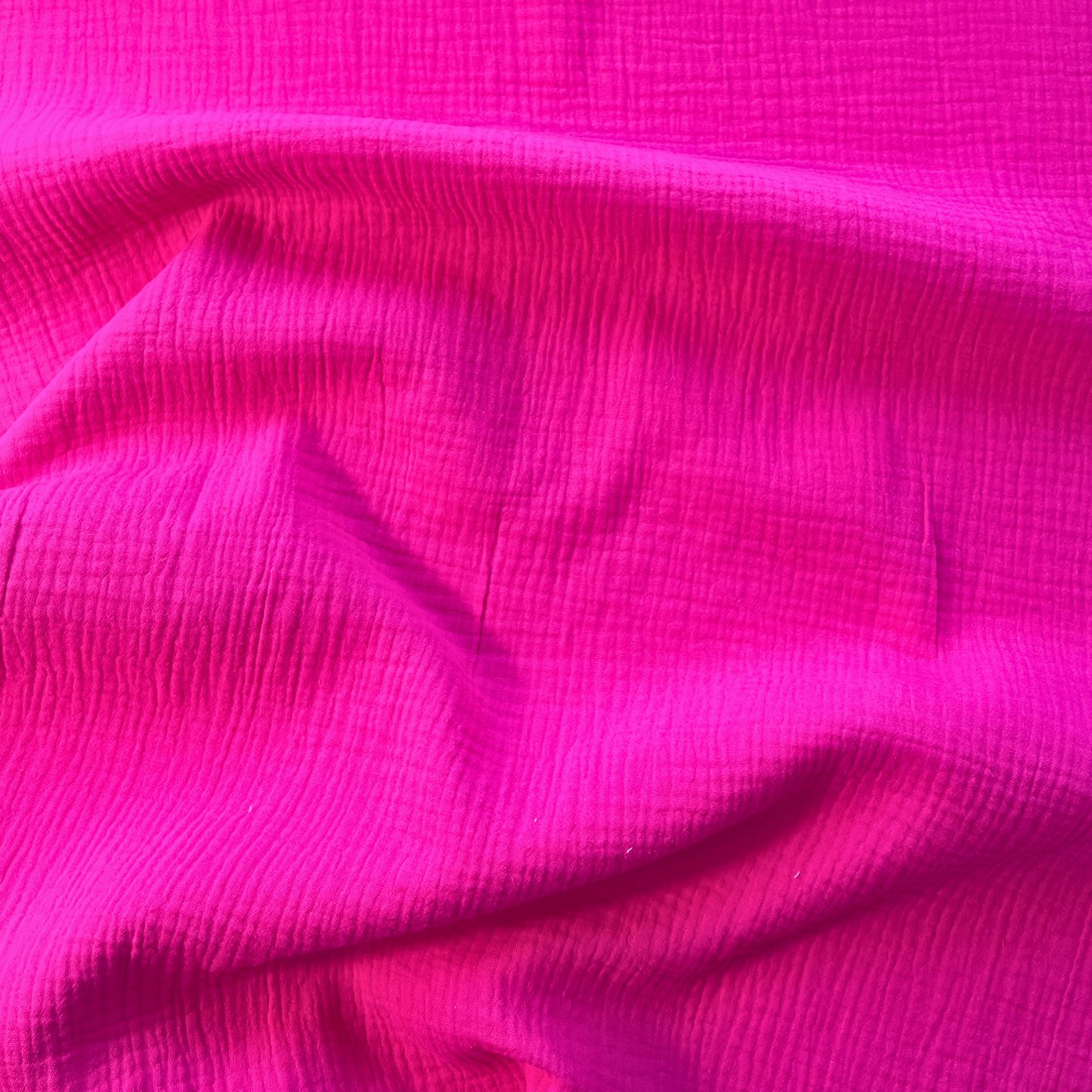 Plain Double Gauze — Cerise Pink | GOTS Certified Organic Cotton