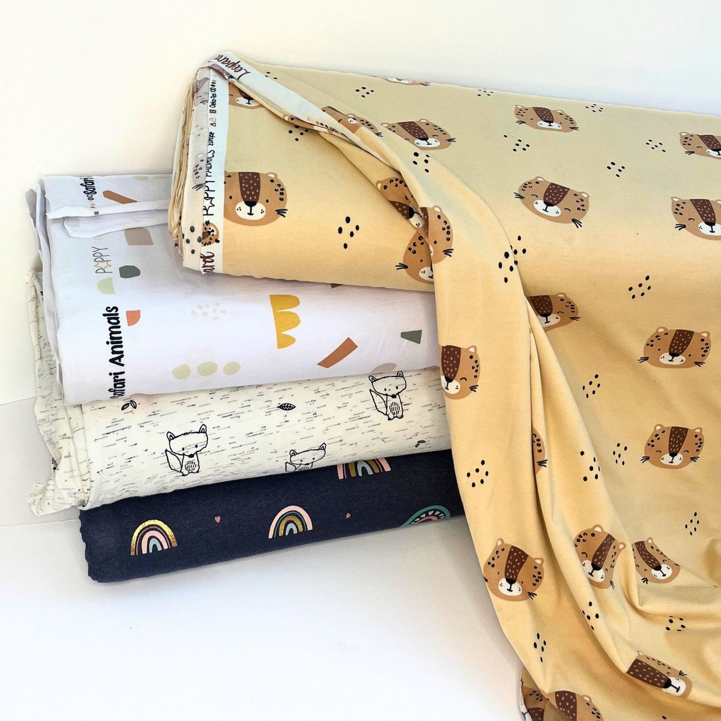 Leopard Animal Print Gender Neutral Neppy Jersey, Baby & Childrens Stretch Fabric.