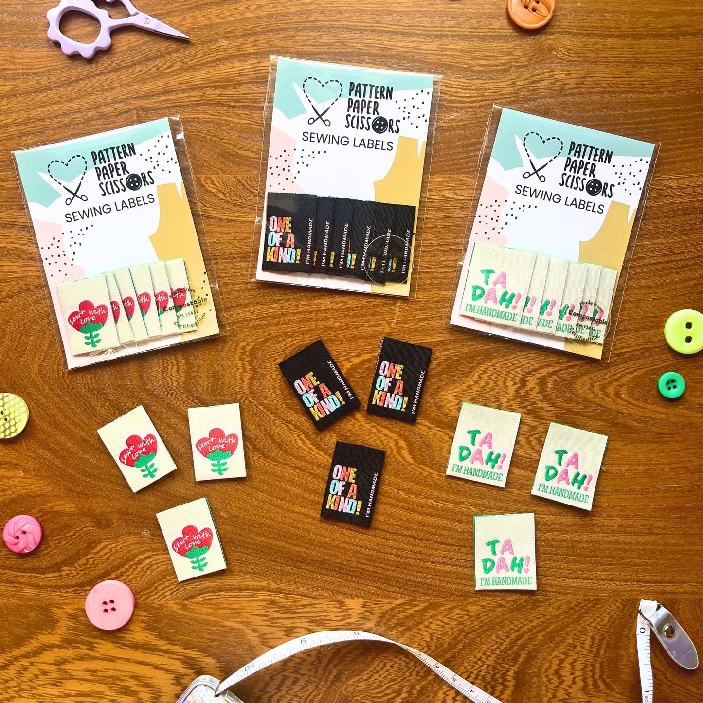 Joyful, colourful labels for crafters and makers, perfect for showcasing pride in handmade creations.