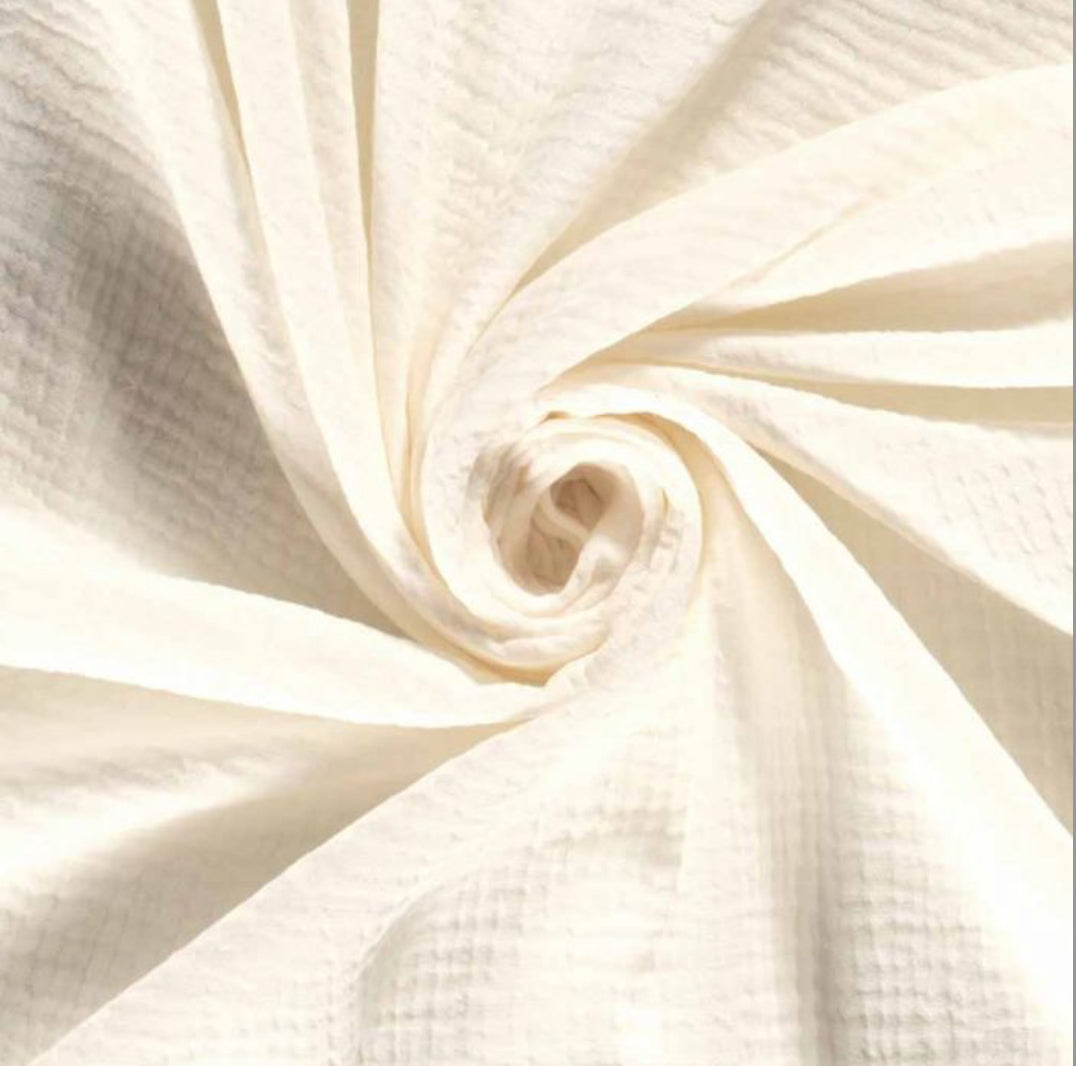 Ecru (ivory, light cream) Double Gauze, 100% Cotton Muslin