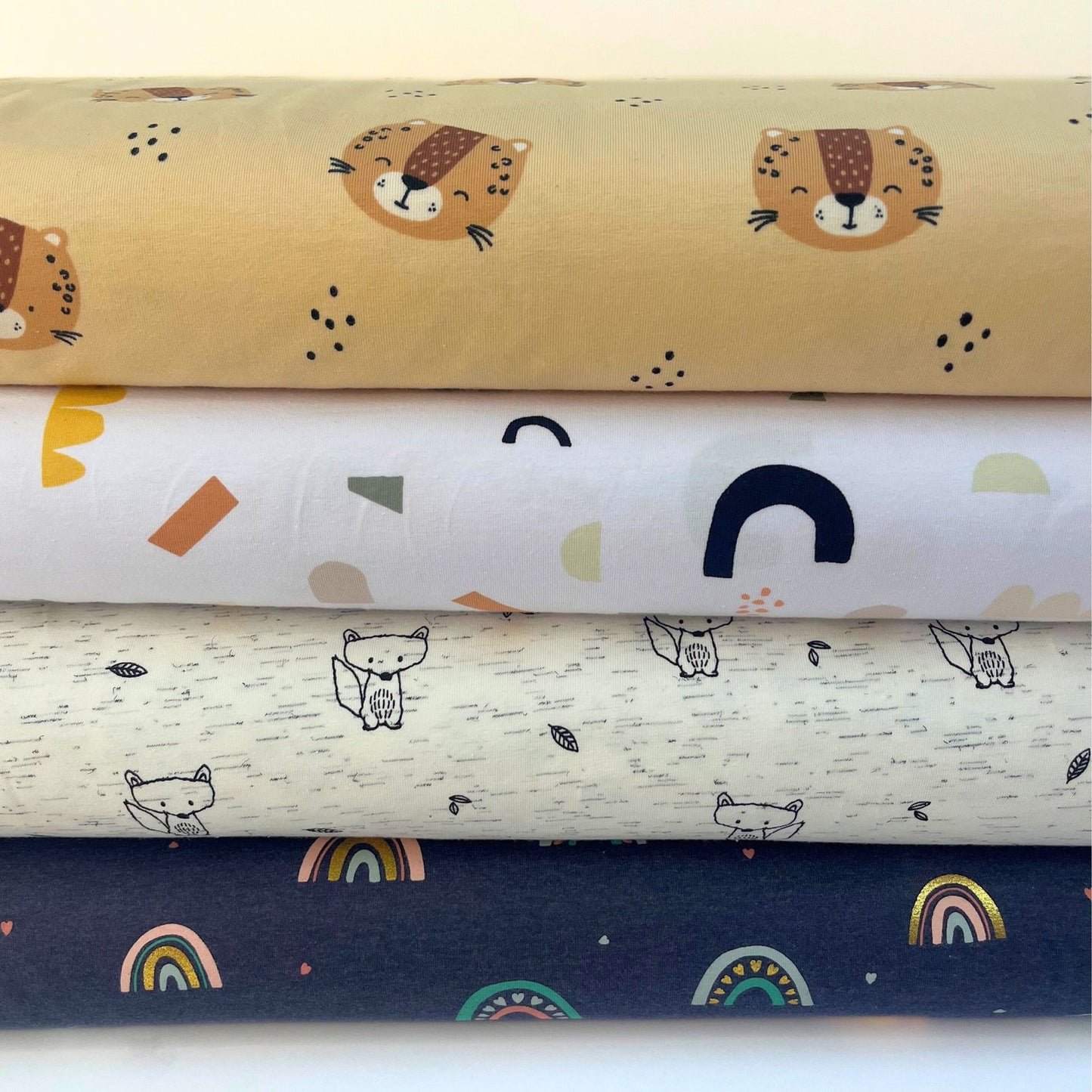 Leopard Animal Print Gender Neutral Neppy Jersey, Baby & Childrens Stretch Fabric.