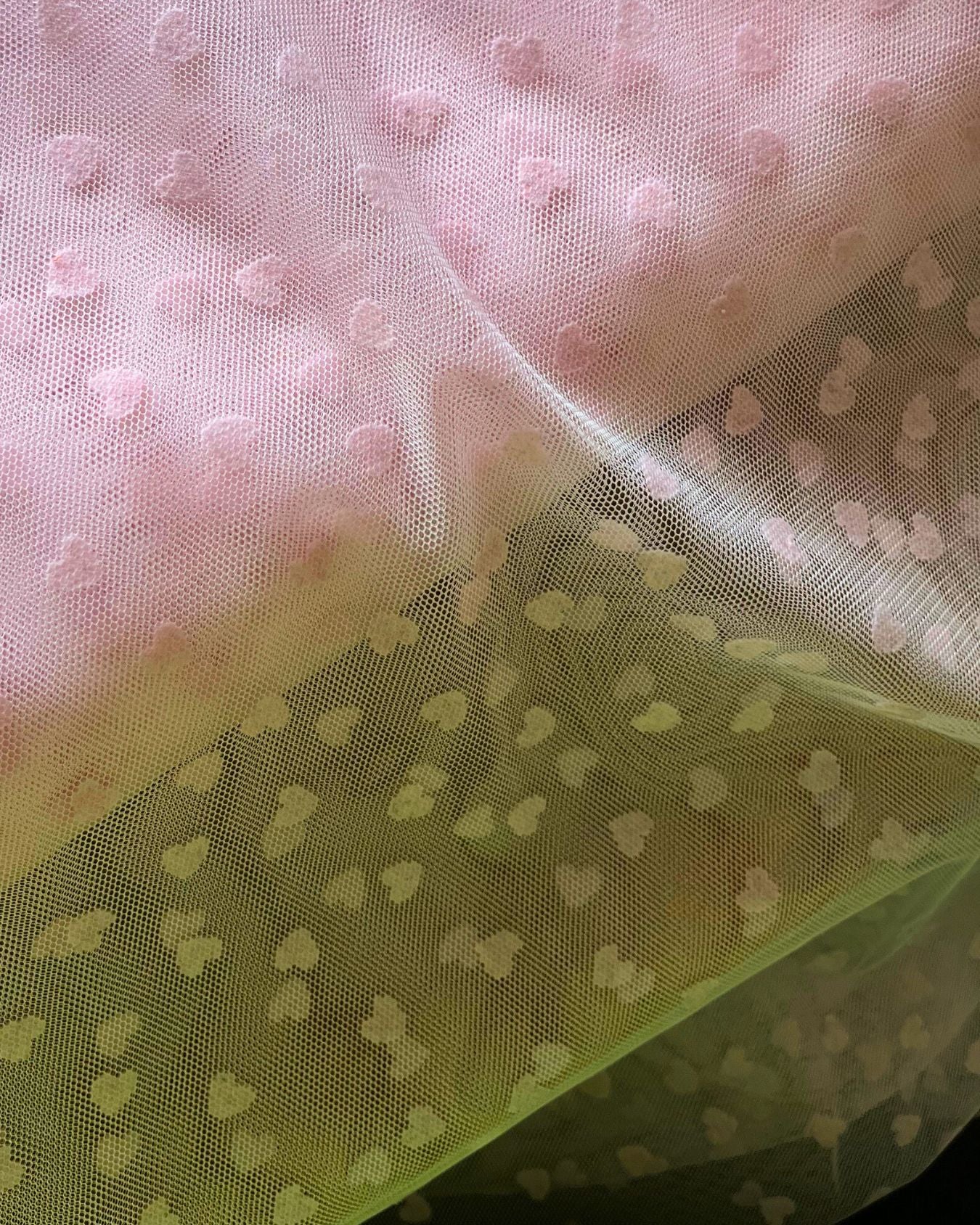 Heart Flock Tulle — Pale Pink | Dreamy Embellished Fabric for Tutus, Dresses & More