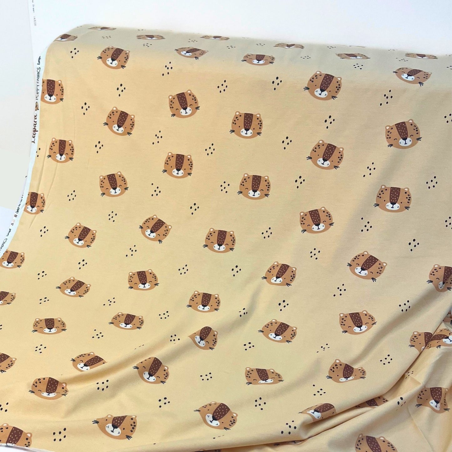 Leopard Animal Print Gender Neutral Neppy Jersey, Baby & Childrens Stretch Fabric.