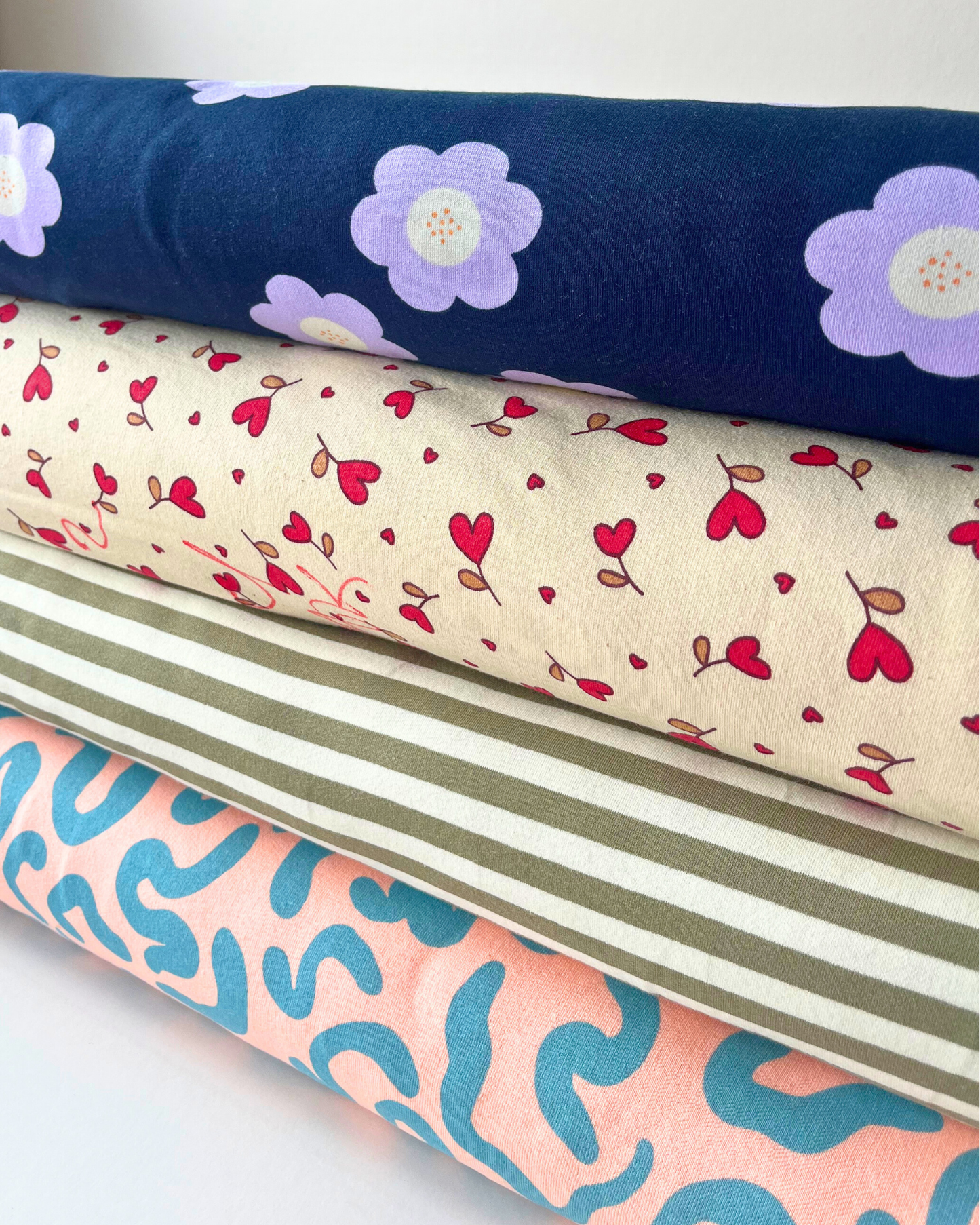 Big Flowers French Terry — Navy & Lilac | Bold Retro Floral Sweatshirting