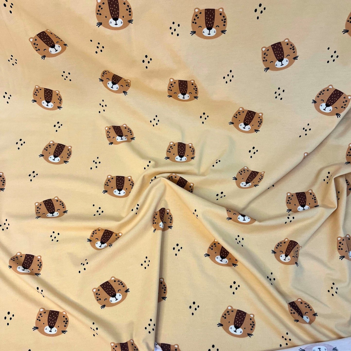 Leopard Animal Print Gender Neutral Neppy Jersey, Baby & Childrens Stretch Fabric.