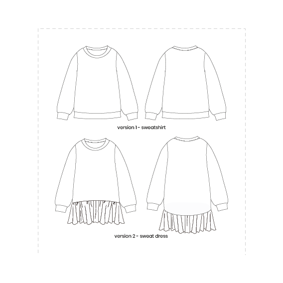 Baby/Toddler Sweatshirt and Dress Sewing Pattern for 0-24 months, Paper and PDF Options
