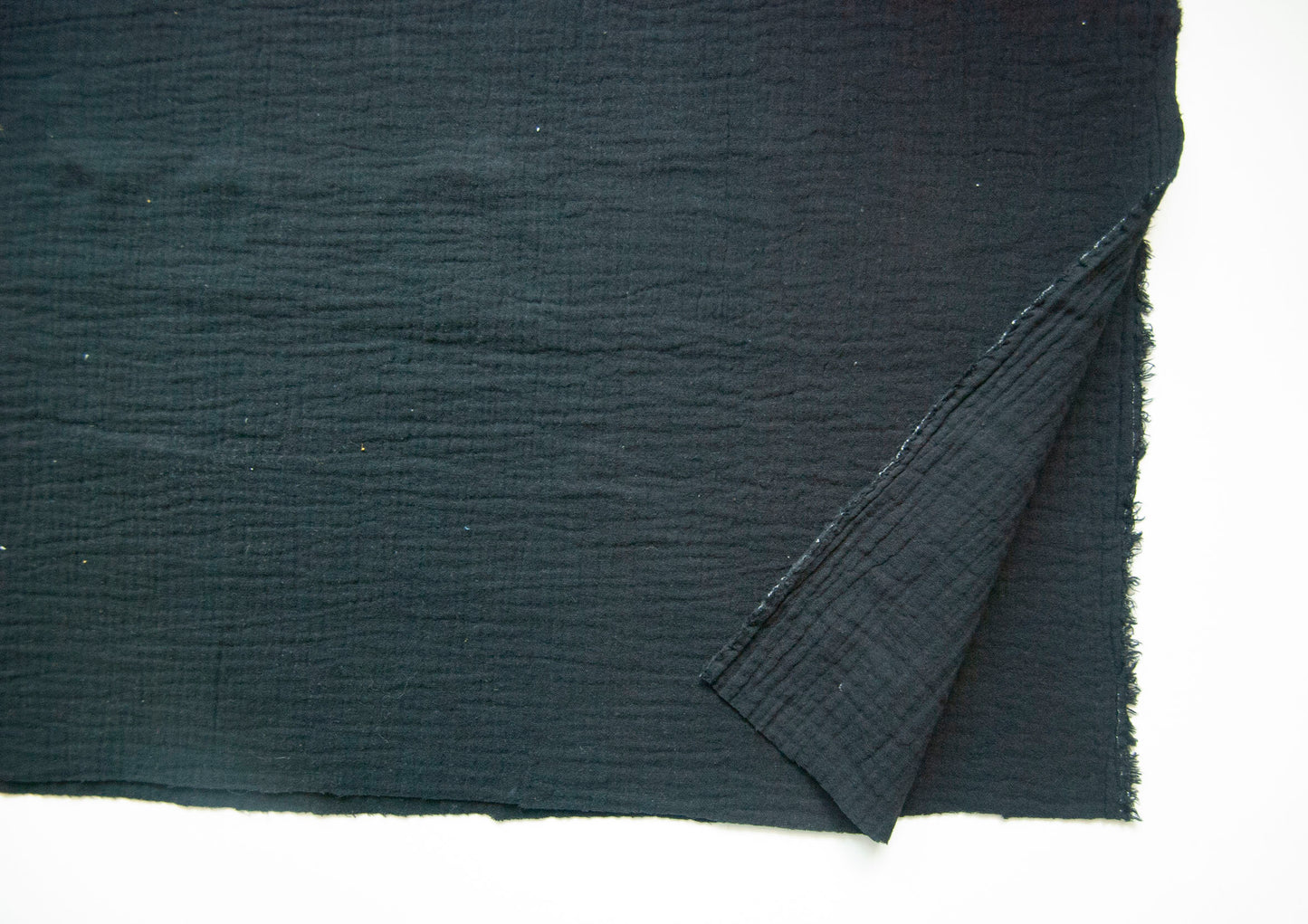 REMNANT - 1m x 135cm - Black Double Gauze, 100% Cotton Muslin Fabric