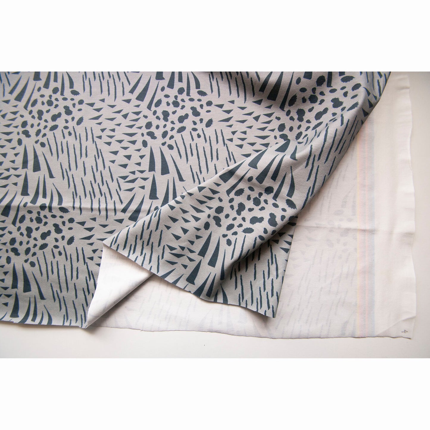 REMNANT - 1m x 160cm - Dusky blue Abstract Animal Print, Stretch Jersey