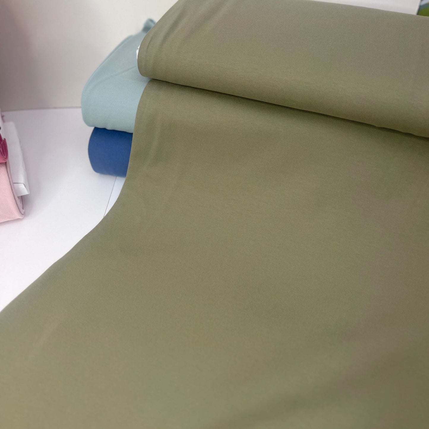 Organic Soft Brushed Back Stretch French Terry Sweatshirt Fabric 95% Organic Cotton/5% Elastane - Olive