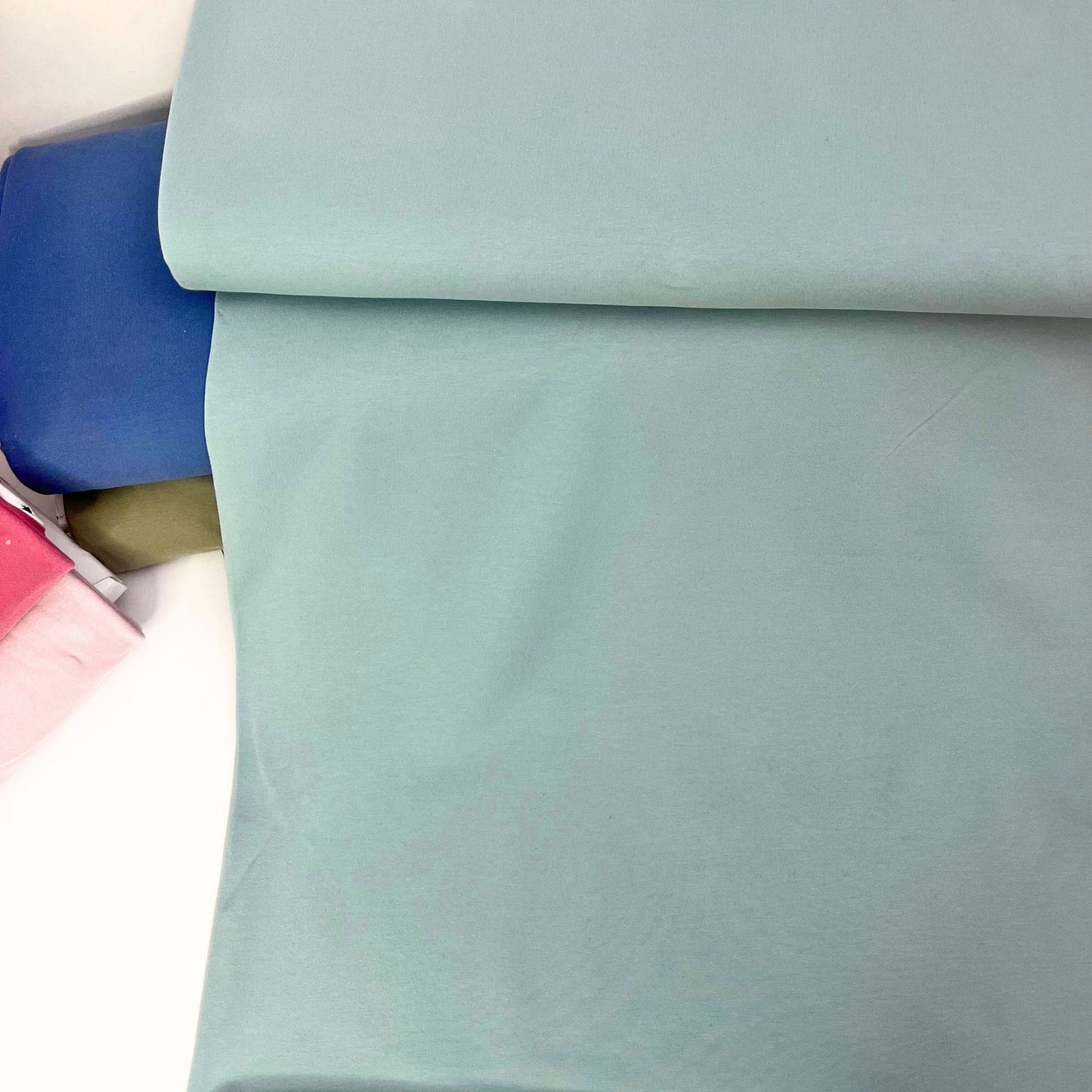 Organic Soft Brushed Back Stretch French Terry Sweatshirt Fabric 95% Organic Cotton/5% Elastane - Soft Teal