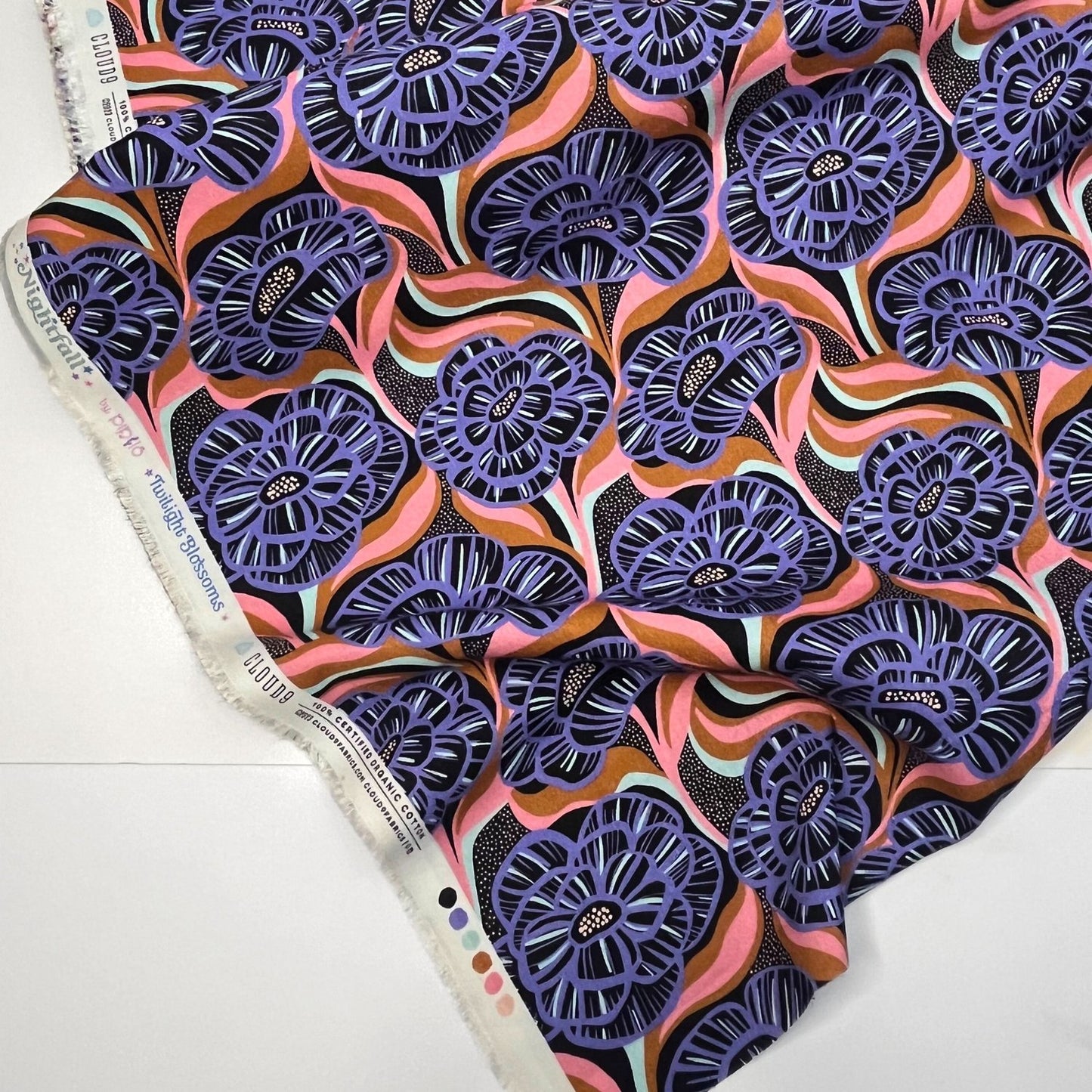 Twilight Blossoms Organic Cotton - Nightfall Collection by Pip & Lo for Cloud9 Fabrics