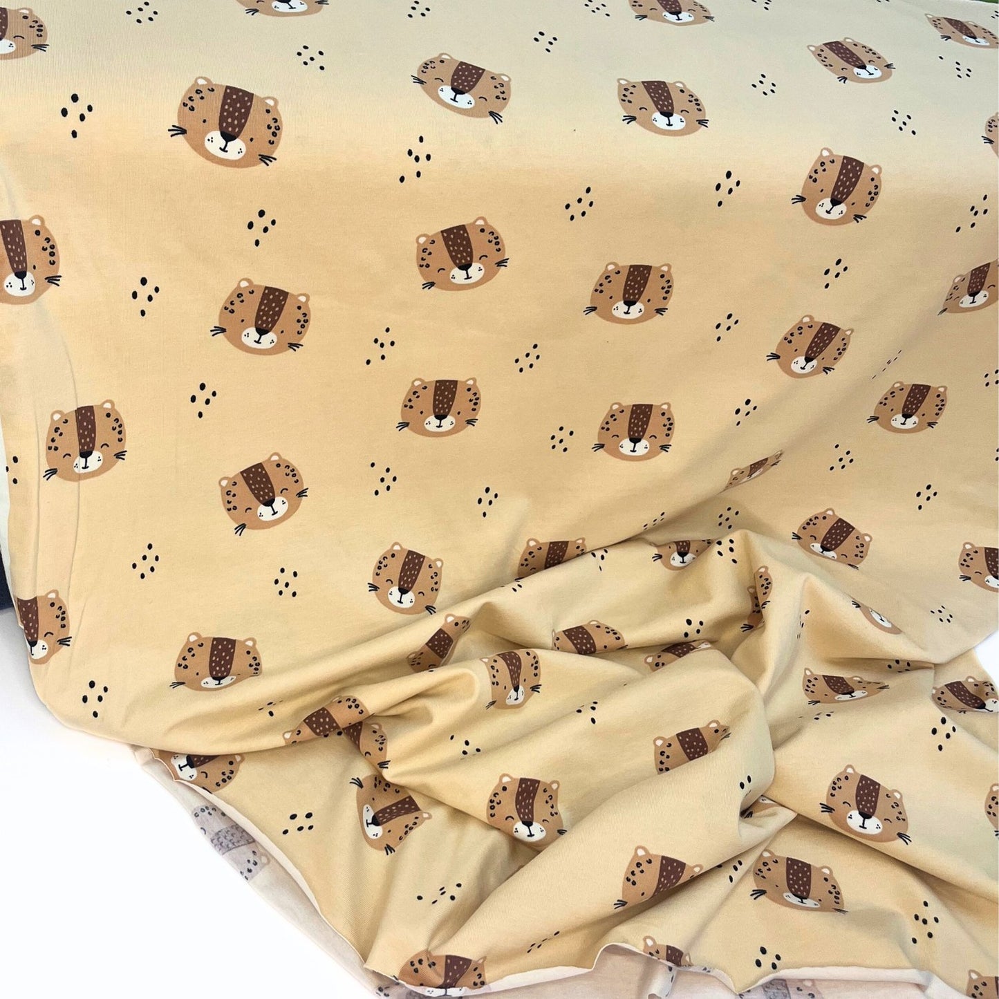 Leopard Animal Print Gender Neutral Neppy Jersey, Baby & Childrens Stretch Fabric.