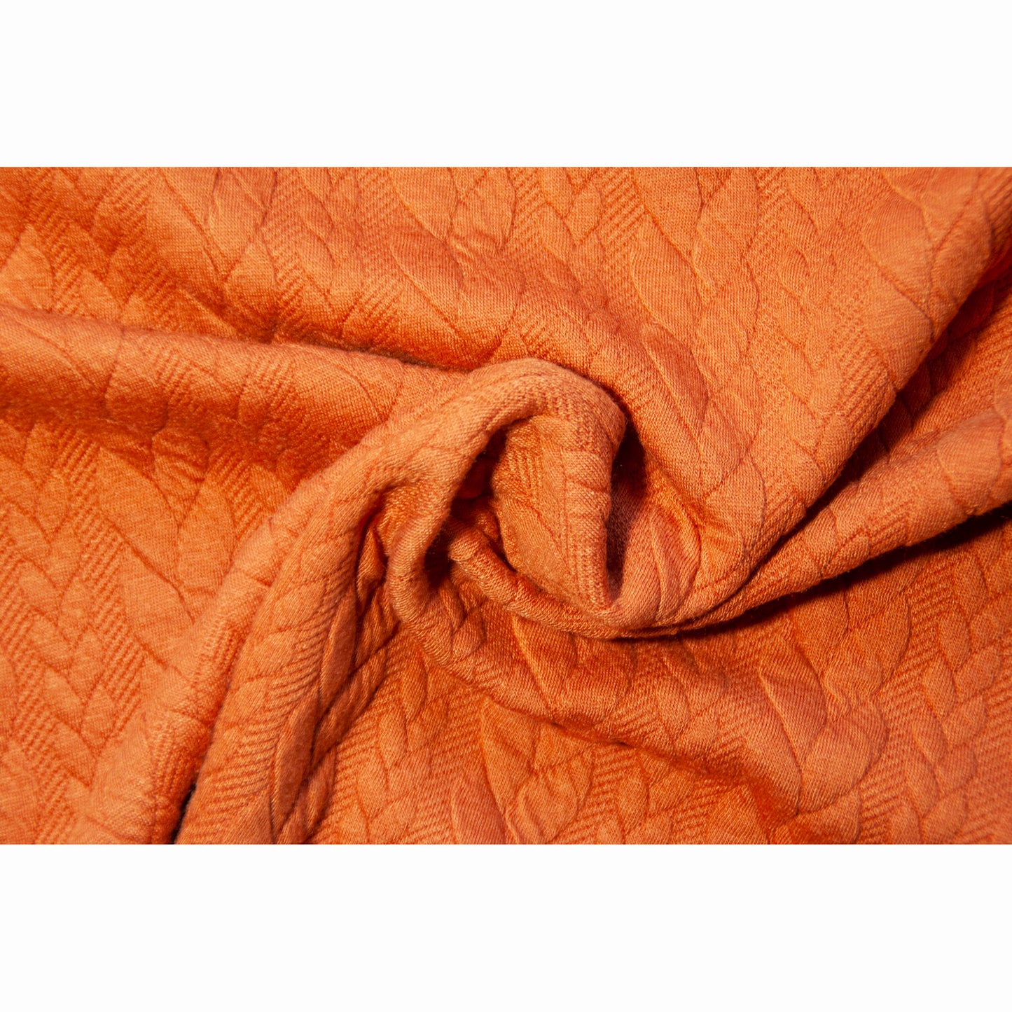 Burnt Orange Textured Cable Knit Jacquard Sweat, sold in half meters
