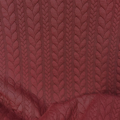 Berry Red Textured Cable Knit Jacquard Sweat, sold in half meters