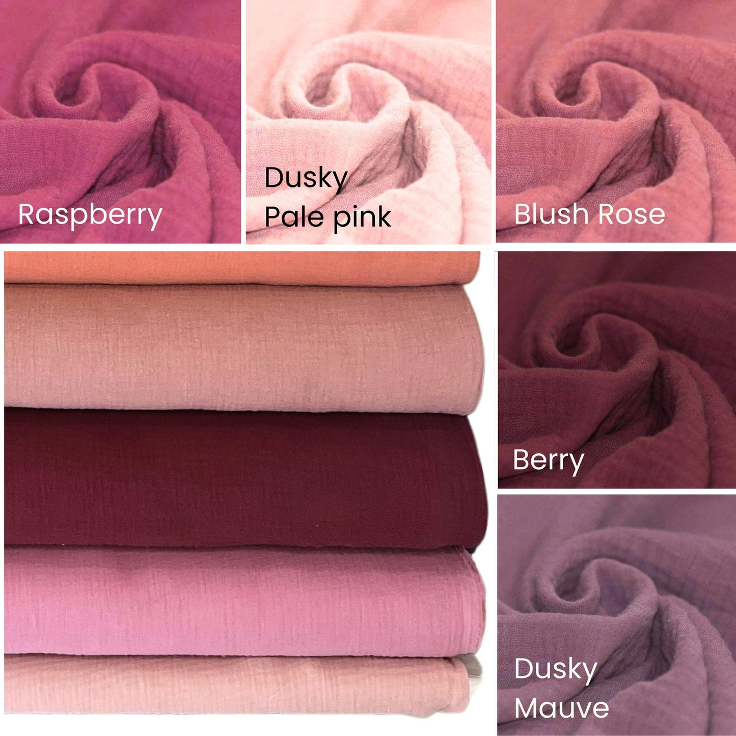 Dark Berry Double Gauze, 100% Cotton muslin fabric