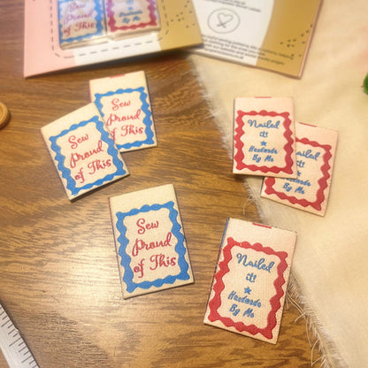 Sewing Labels, Sew Proud of This/Nailed it! Woven label, make your makes shine. Pack of 6