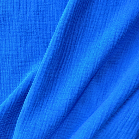 Light Cobalt Double Gauze, 100% Cotton Muslin Fabric