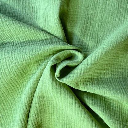 Soft Leafy Green Double Gauze 100% Cotton Muslin