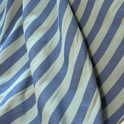 Yarn dyed cotton stripe fabric blue teal green 2.2cm vertical — Oeko-Tex certified 100% cotton woven 135gsm for slow fashion sewing children's clothing baby gifts and handmade accessories