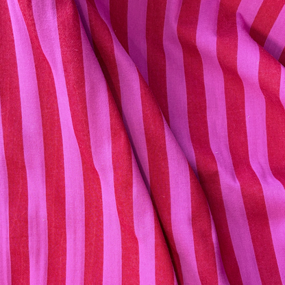 Yarn dyed cotton stripe fabric red cerise pink 2.2cm vertical — Oeko-Tex certified 100% cotton woven 135gsm for slow fashion sewing children's clothing baby gifts and handmade accessories
