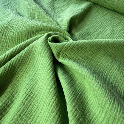 Soft Leafy Green Double Gauze 100% Cotton Muslin