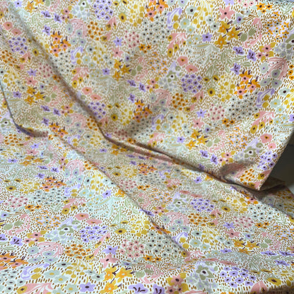 Gentle spring floral jersey fabric with 4-way stretch – great for sewing for toddlers and young children.

