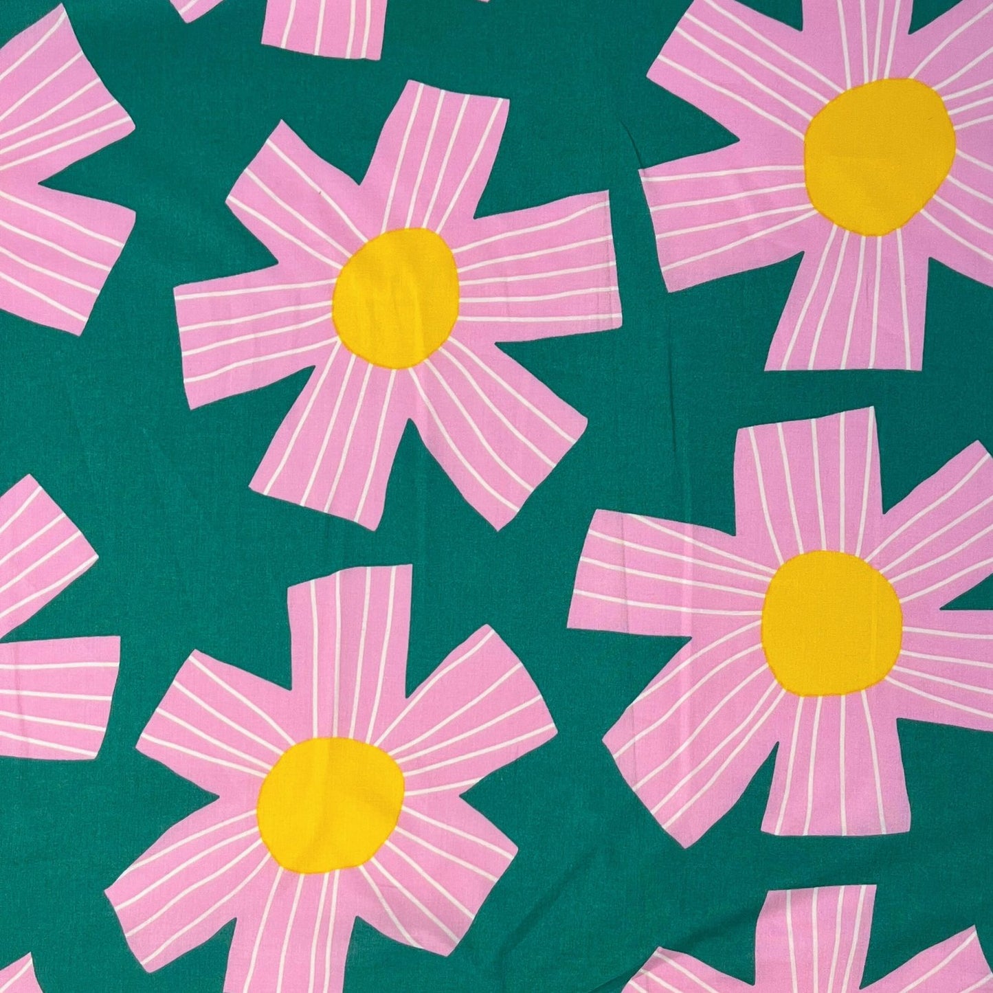 Nerida Hansen Cotton Voile Sunny Days Green and Pink, 100% Cotton