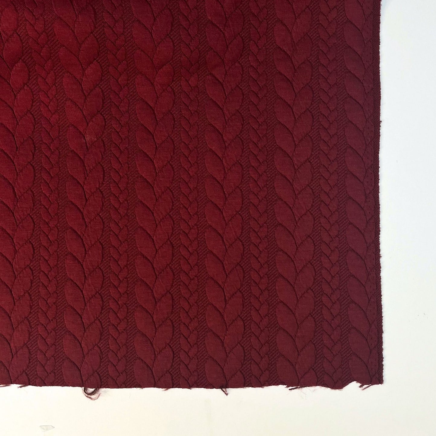 Berry Red Textured Cable Knit Jacquard Sweat, sold in half meters