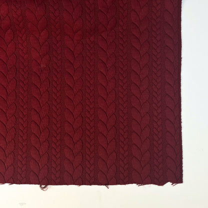 Berry Red Textured Cable Knit Jacquard Sweat, sold in half meters