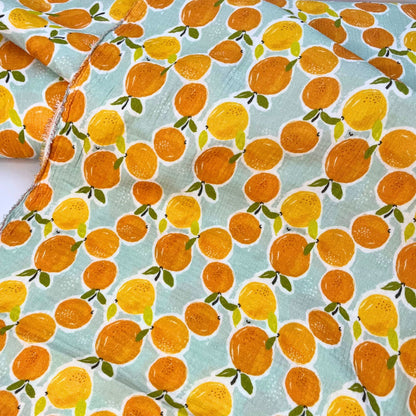 Printed Fruity Oranges Double Gauze Fabric, 100% Cotton Muslin