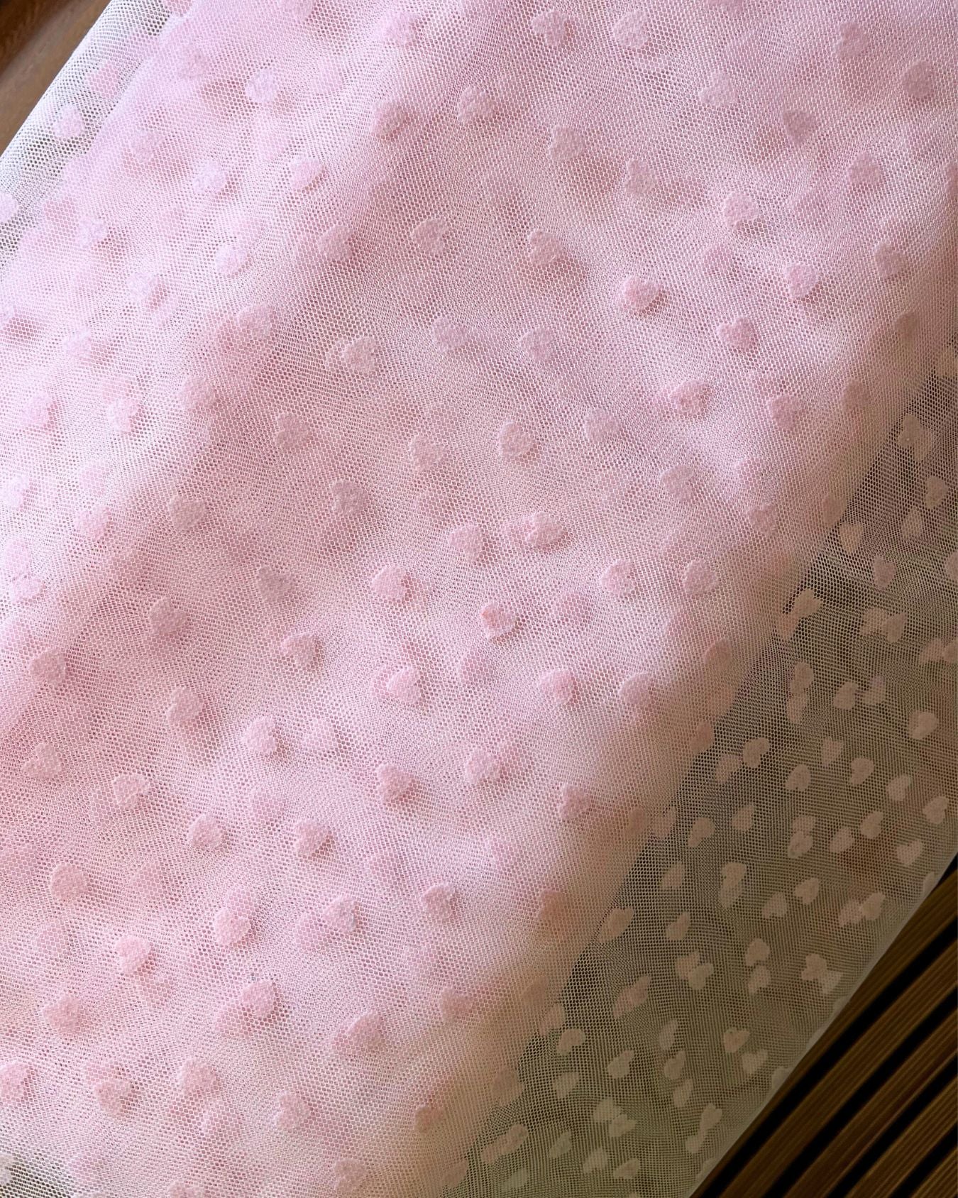 Heart Flock Tulle — Pale Pink | Dreamy Embellished Fabric for Tutus, Dresses & More