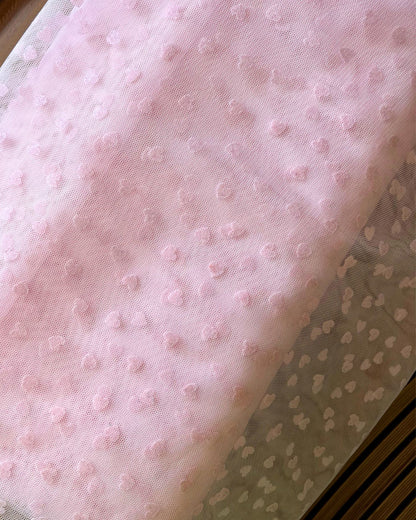 Heart Flock Tulle — Pale Pink | Dreamy Embellished Fabric for Tutus, Dresses & More