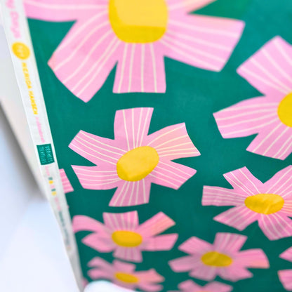 Nerida Hansen Cotton Voile Sunny Days Green and Pink, 100% Cotton