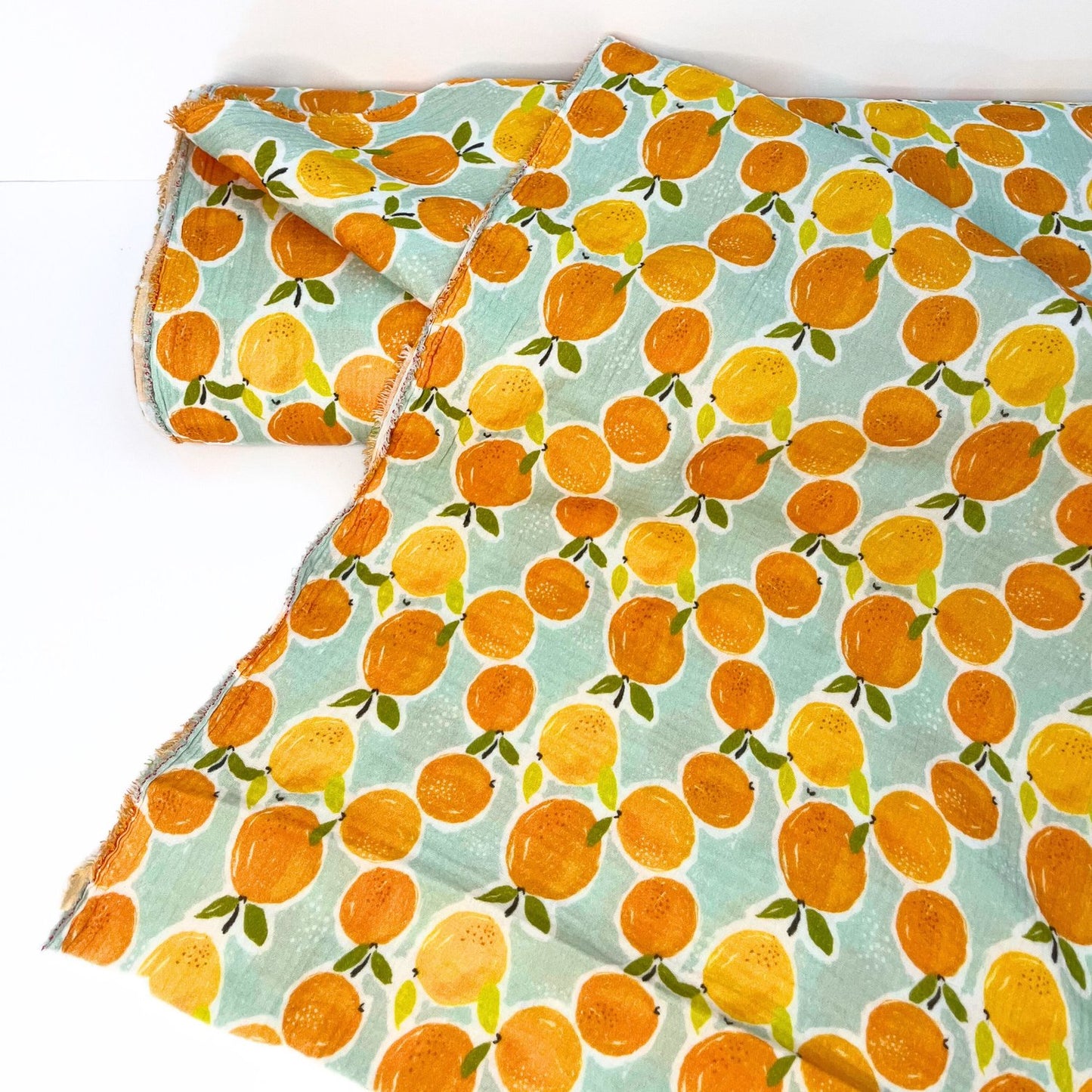 Printed Fruity Oranges Double Gauze Fabric, 100% Cotton Muslin