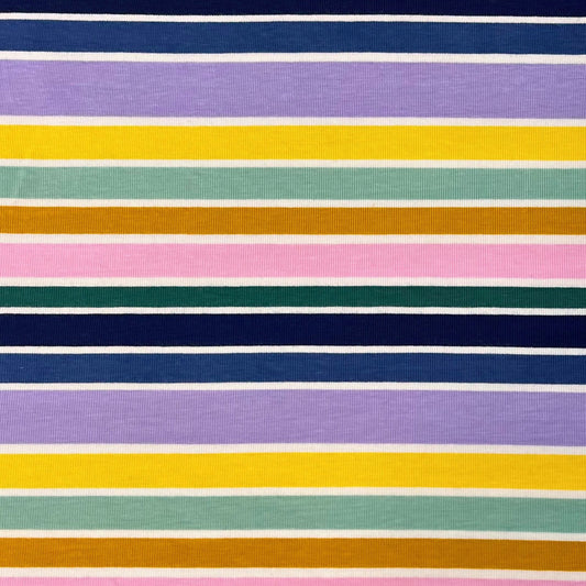 Multi-Coloured Striped Stretch Jersey, Oeko-Tex