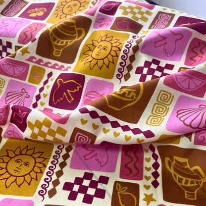 Summer Patchwork Print Poplin — Off White | Poppy Fabrics