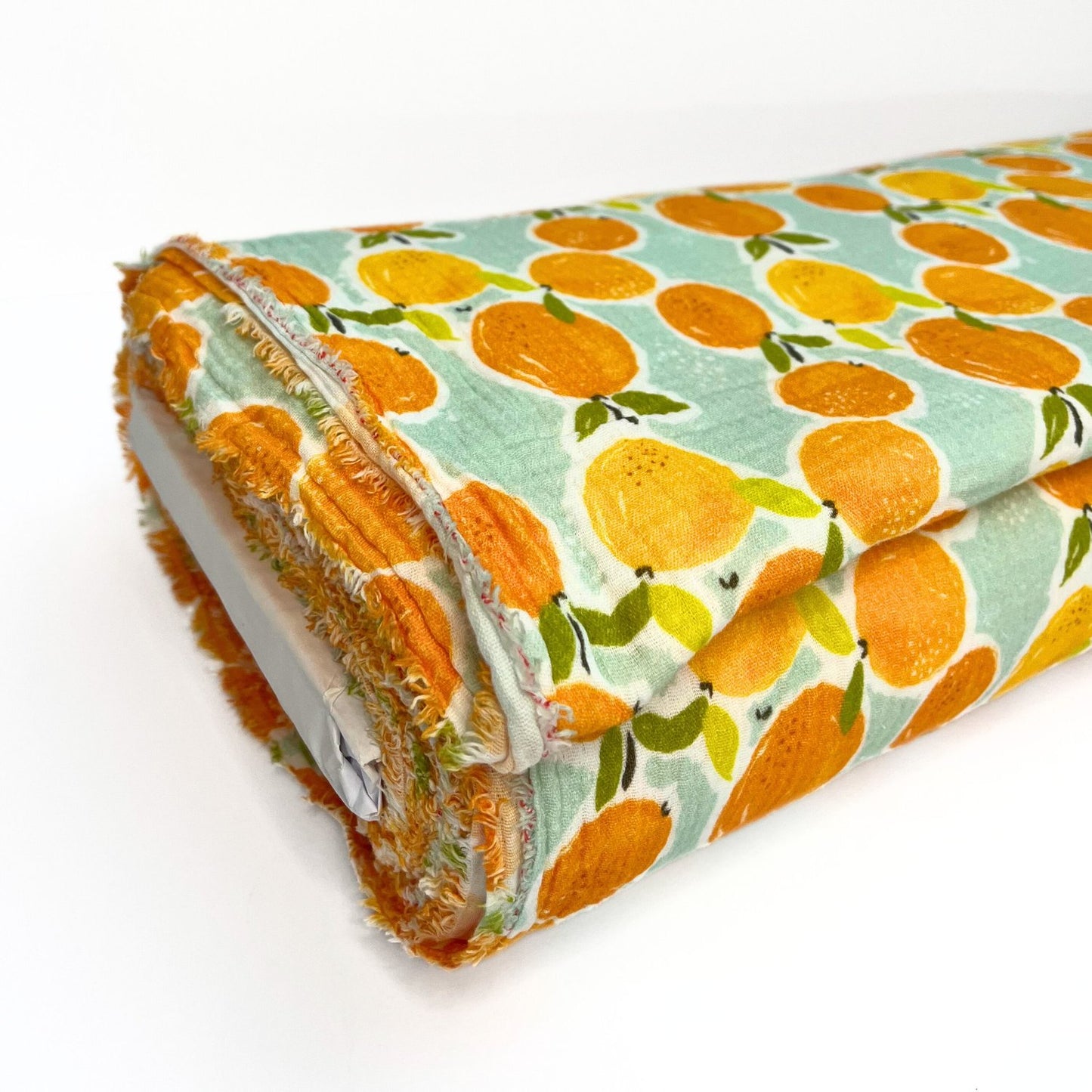 Printed Fruity Oranges Double Gauze Fabric, 100% Cotton Muslin