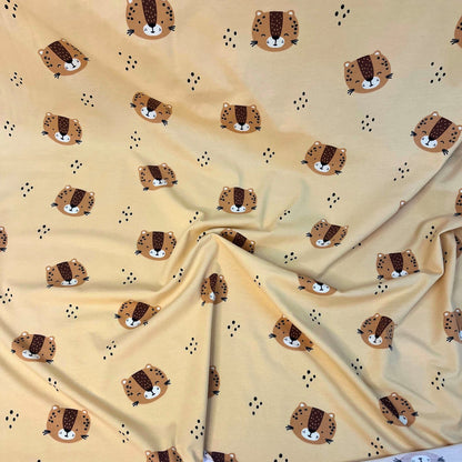 Leopard Animal Print Gender Neutral Neppy Jersey, Baby & Childrens Stretch Fabric.