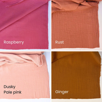 Rust Red Double Gauze Fabric, 100% cotton Muslin