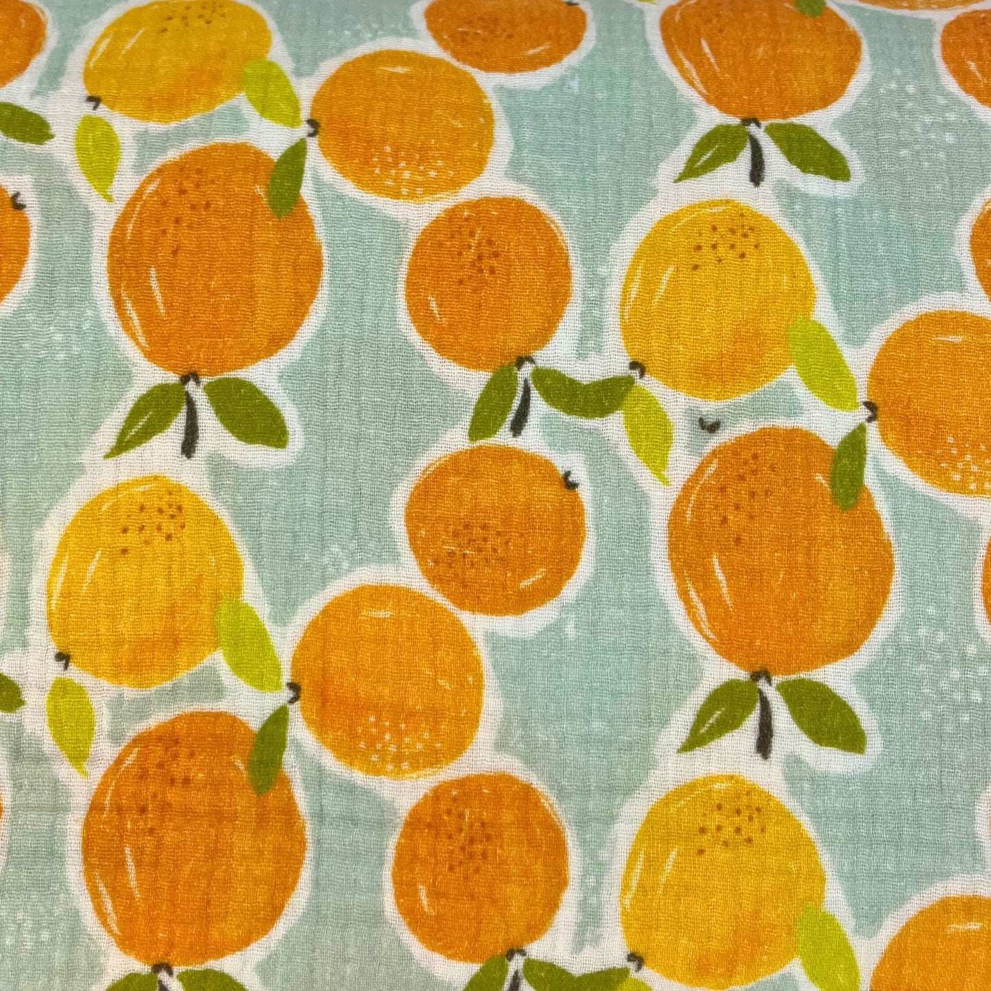 Printed Fruity Oranges Double Gauze Fabric, 100% Cotton Muslin