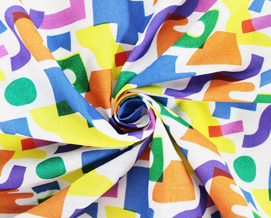 REMNANT - 2m x 150cm - Little Johnny Geometric Shapes Block cotton print. 150cm wide, sold in 1/2 meters