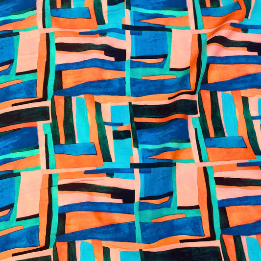 Abstract Geometric Viscose Little Johnny Freeform Print, 100% Rayon