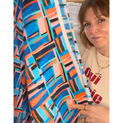 Abstract Geometric Viscose Little Johnny Freeform Print, 100% Rayon