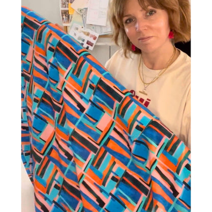 Abstract Geometric Viscose Little Johnny Freeform Print, 100% Rayon
