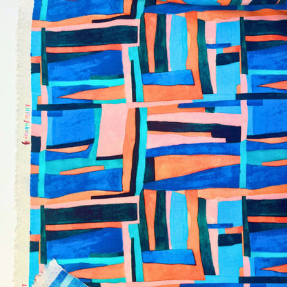Abstract Geometric Viscose Little Johnny Freeform Print, 100% Rayon
