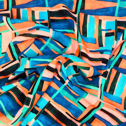 Abstract Geometric Viscose Little Johnny Freeform Print, 100% Rayon