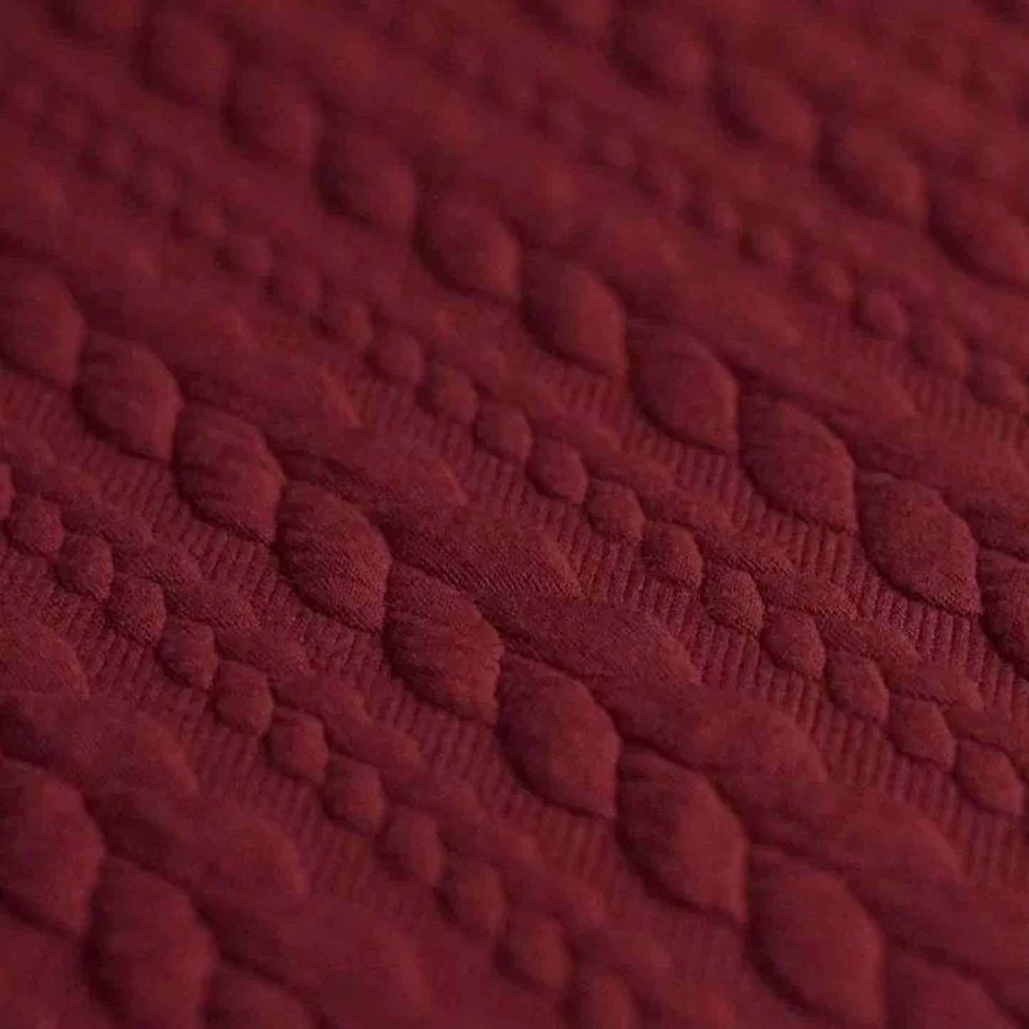 Berry Red Textured Cable Knit Jacquard Sweat, sold in half meters
