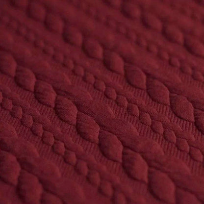 Berry Red Textured Cable Knit Jacquard Sweat, sold in half meters