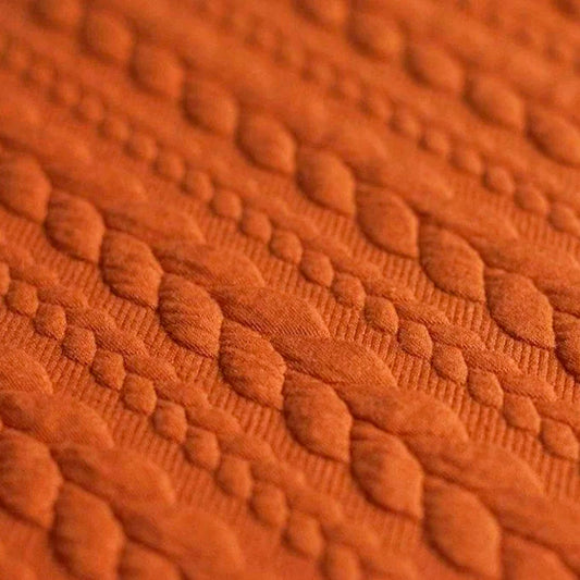 Burnt Orange Textured Cable Knit Jacquard Sweat, sold in half meters