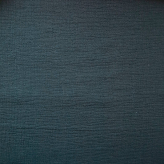 REMNANT - 45cm x 135cm - Black Double Gauze, 100% Cotton Muslin Fabric
